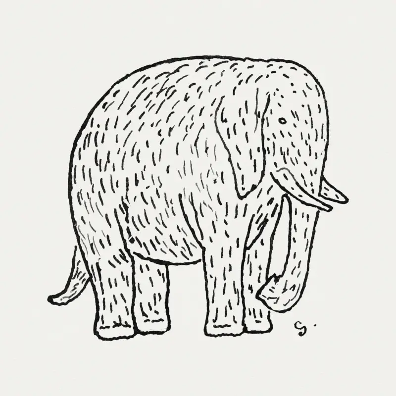 Elephant Drawing by Leo Gestel
